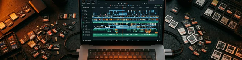 Timeline de edição com dezenas de episódios
