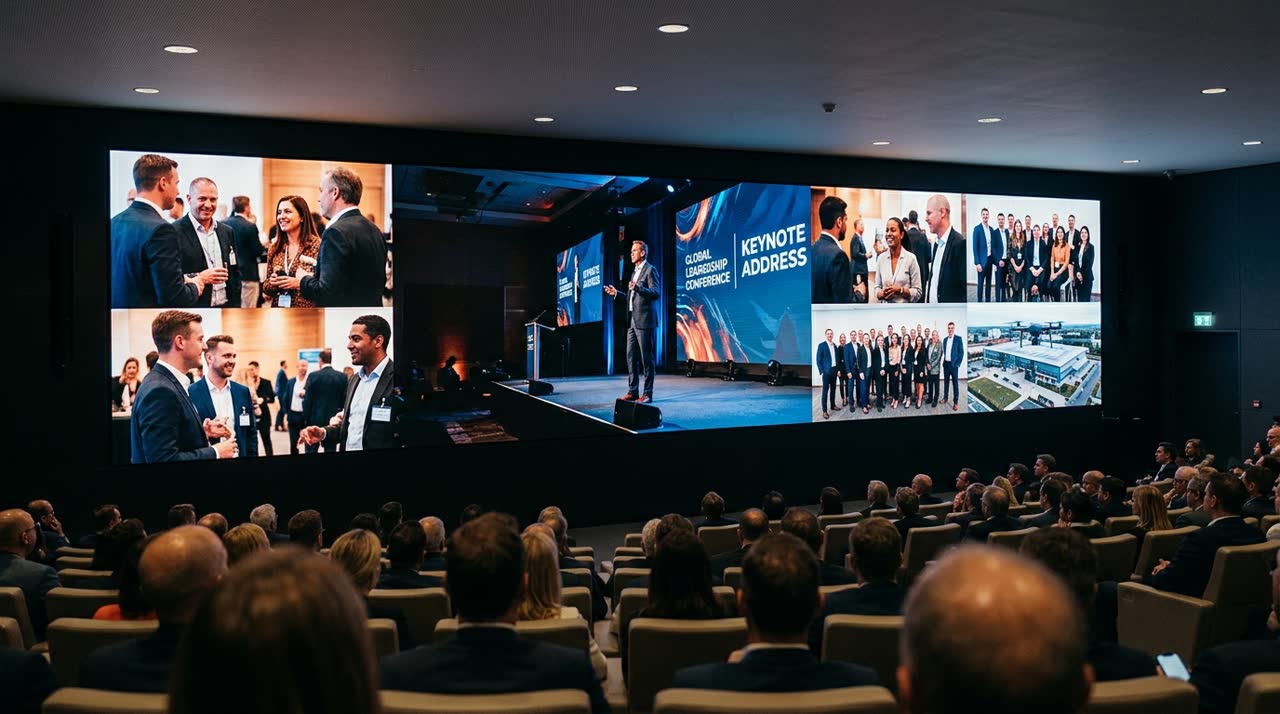 Resultado final editado de cobertura de evento profissional