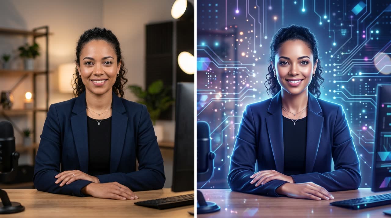 Comparação entre gravação real e avatar digital